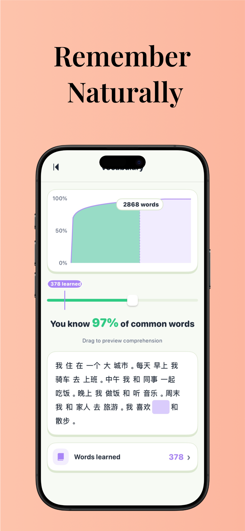 Vocabulary progress